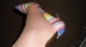 First the repaired left shoe. The nylons and shoehorn work. Click to see shuz2trash’s pic