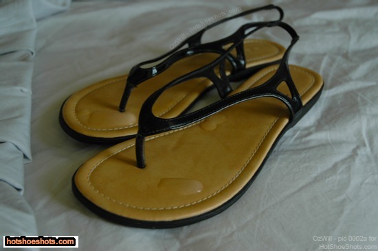 0901a - more cum on caramel sandals. Click to see OzWill’s pic